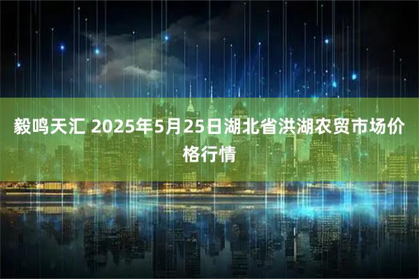 毅鸣天汇 2025年5月25日湖北省洪湖农贸市场价格行情